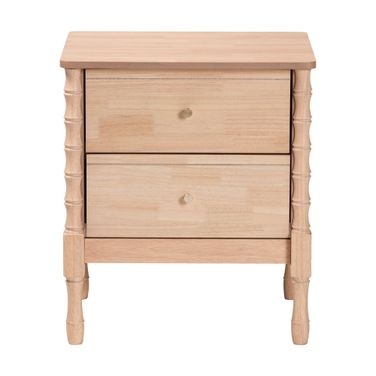 Laurent 2-Drawer Nightstand with Turned Legs In Beech Brown