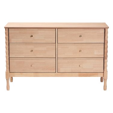 Laurent 6-Drawer Dresser with Turned Legs In Beech Brown