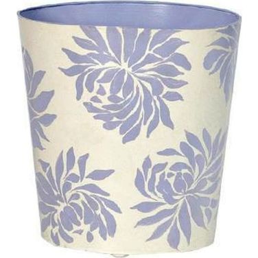 Lavender And Cream Floral Oval Wastebasket