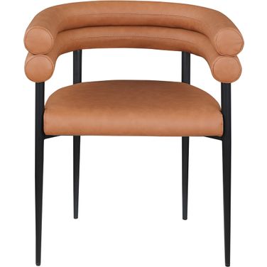 Lavina Vegan Leather Dining Chair Set of 2 In Cognac and Black
