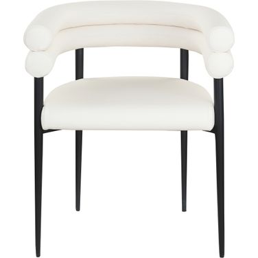 Lavina Vegan Leather Dining Chair Set of 2 In Cream and Matte Black