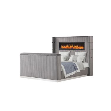 Lavish Queen Upholstered Bed In Gray