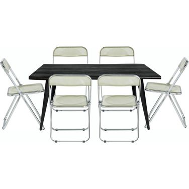 Lawrence 7 Piece Rectangular Dining Table Set In Amber