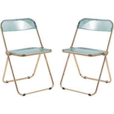 Lawrence Acrylic Folding Chair Set of 2 In Jade Green