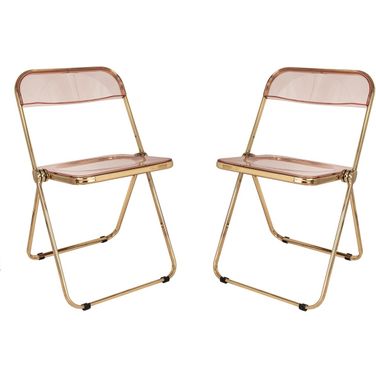 Lawrence Acrylic Folding Chair Set of 2 In Rose Pink