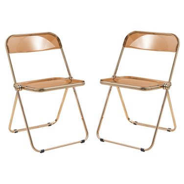 Lawrence Acrylic Folding Chair Set of 2 In Tangerine/Gold