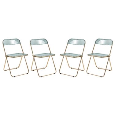 Lawrence Acrylic Folding Chair Set of 4 In Jade Green