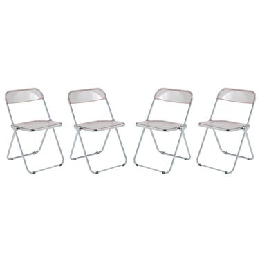 Lawrence Acrylic Folding Chair Set of 4 In Rose Pink