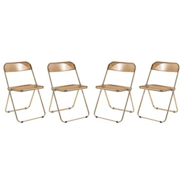 Lawrence Acrylic Folding Chair Set of 4 In Tangerine/Gold