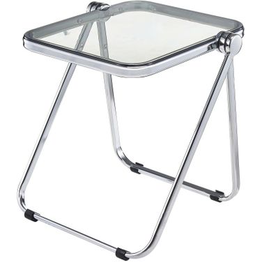 Lawrence Rectangular Folding Side Table In Transparent Black