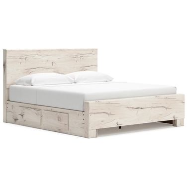 Lawroy King Panel Bed with Storage In Light Natural