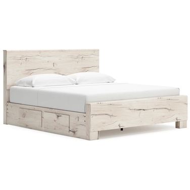 Lawroy King Panel Bed with Storage In Light Natural