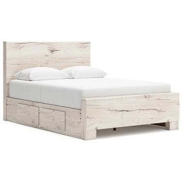 Lawroy Queen Panel Bed with Storage In Light Natural