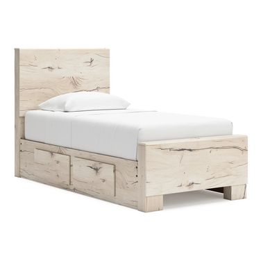 Lawroy Twin Panel Bed with Storage In Light Natural