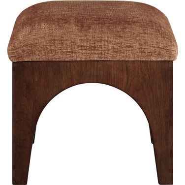 Lawson Chenille Fabric Upholstered Ottoman In Cognac and Brown Walnut