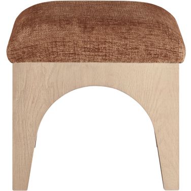 Lawson Chenille Fabric Upholstered Ottoman In Cognac and Natural