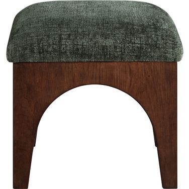 Lawson Chenille Fabric Upholstered Ottoman In Green and Brown Walnut