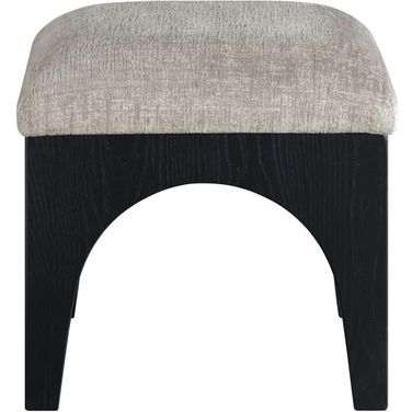 Lawson Chenille Fabric Upholstered Ottoman In Grey and Black