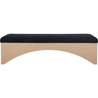 Lawson Velour Fur Fabric Bench In Black and Natural