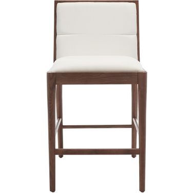 Laycee Linen Counter Stool Set of 2 In Walnut and White