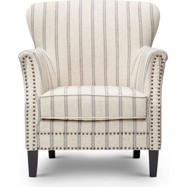 Layla Upholstered Accent Chair with Nailhead Trim In Flax