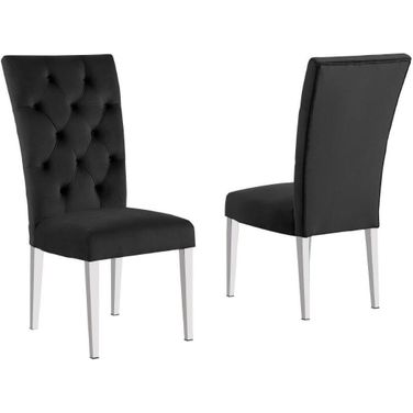 Layla Modern Velvet Upholstered Side Chair Set of 2 In Black