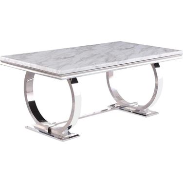 Layla Modern White Faux Marble Rectangular Dining Table