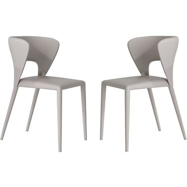 Layla PU Leather Dining Chair Set of 2 In Taupe