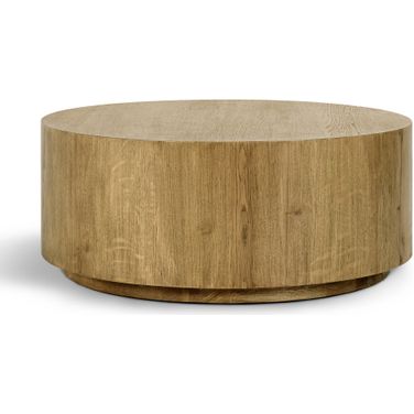 Layne 42 Inch Round Coffee Table with Casters In Light Brown