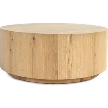 Layne 42 Inch Round Coffee Table with Casters In Natural