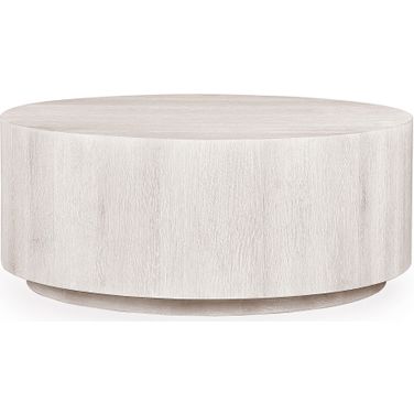 Layne 42 Inch Round Coffee Table with Casters In White Wash