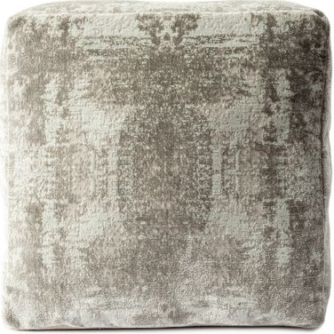 Lazno Distressed Medallion Ultra-Soft Pouf In Gray