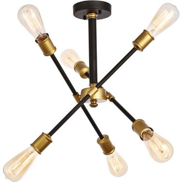 Axel 17.1" Black And Brass 6 Light Flush Mount