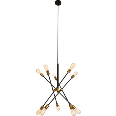 Axel 27.2" Black And Brass 10 Light Chandelier