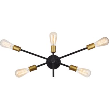 Axel 24.7" Black And Brass 5 Light Wall Sconce