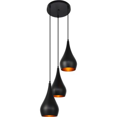 Nora 14.5" Black 3 Light Pendant