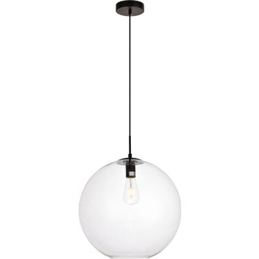 Placido 15.7" Black And Clear 1 Light Pendant
