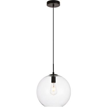 Placido 11.8" Black And Clear 1 Light Pendant
