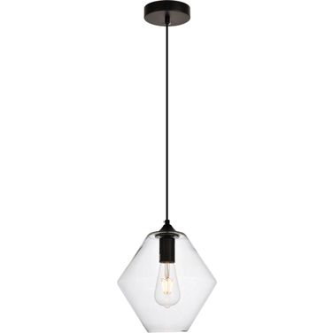Placido 9.4" Black And Clear 1 Light Pendant
