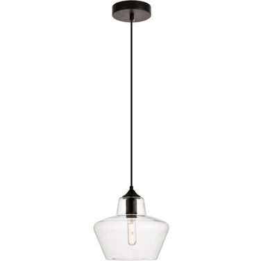 Placido 9.8" Black And Clear 1 Light Pendant