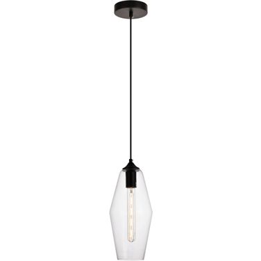 Placido 5.9" Black And Clear 1 Light Pendant
