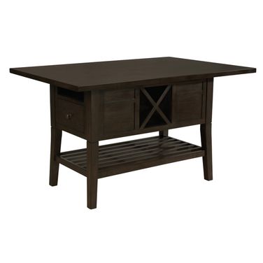 Leah Counter Height Dining Table with Storage Compartments In Cappuccino Wood