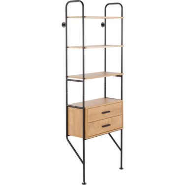 Lean Bookcase in Black Metal and Brown Wood