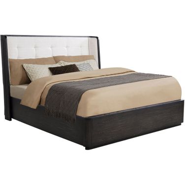 Leandro 55-Inch Eastern King Wingback Bed In Burnished Black