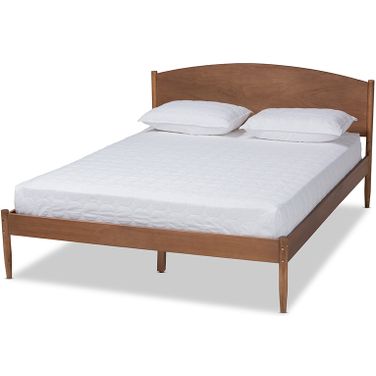 Leanora Mid-Century Modern Ash Wanut Finished King Size Wood Platform Bed