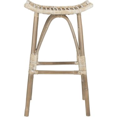 Leda Rattan Bar Stool In White and Grey