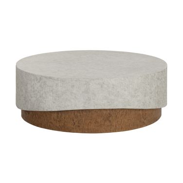 Leda Round Coffee Table In Warm Grey and Warm Brown