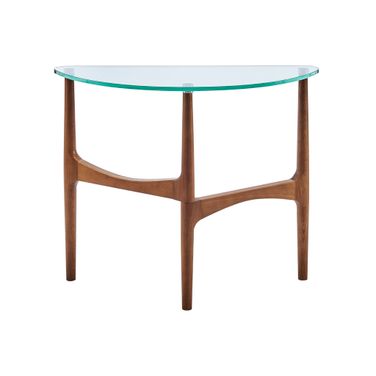Ledell 39 Inch Console Table In Clear and Walnut
