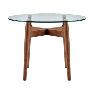 Ledell 42 Inch Bistro Table In Clear and Walnut