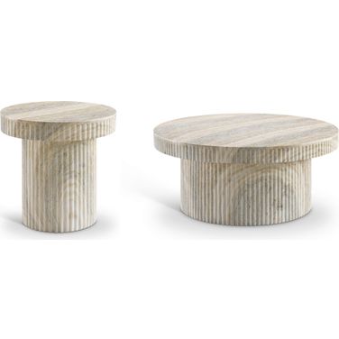 Legatto Concrete Occasional Table Set In Travertine